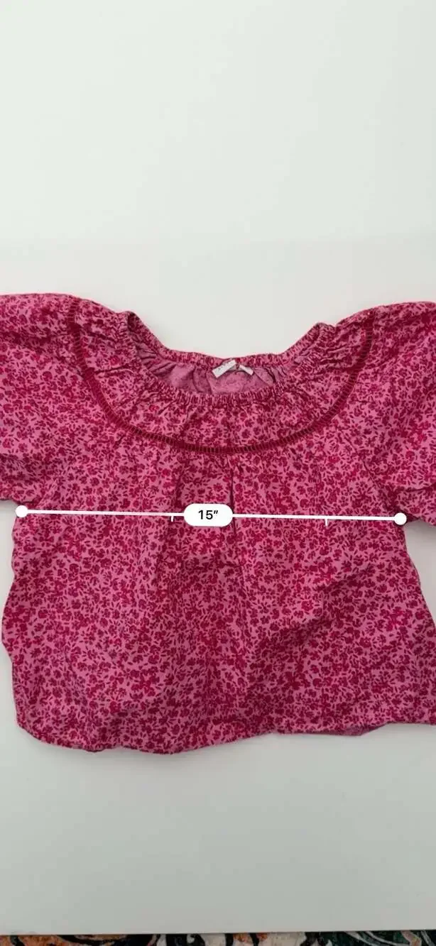 Gap Kids Girls Pink Floral Print Puff Sleeve Top Size XL 12